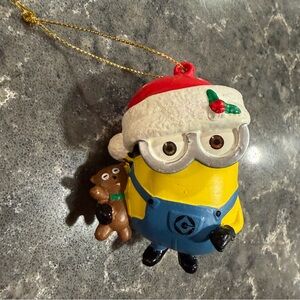 Despicable Me Bob Minion With Teddy Bear Christmas Ornament Santa Hat Universal